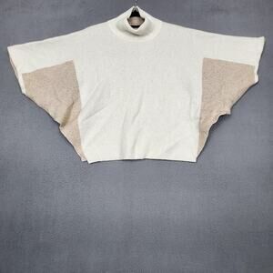 Note di Anita Poncho Sweater Womens One Size Ivory Tan Turtleneck Made in Italy